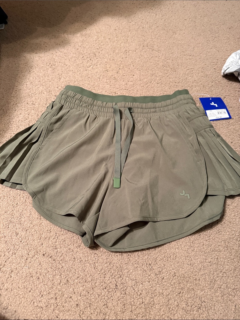 JoyLab Olive Green Athletic Shorts with Side Pleats